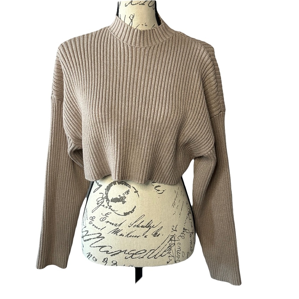 Mabel Cropped Ribbed Sweater- Sz Small